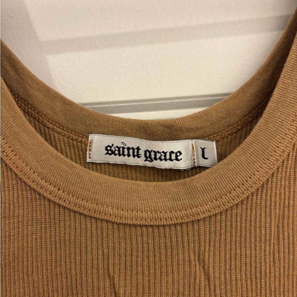 Saint Grace Camel Ribbed Tank Top - Picture 2 of 2